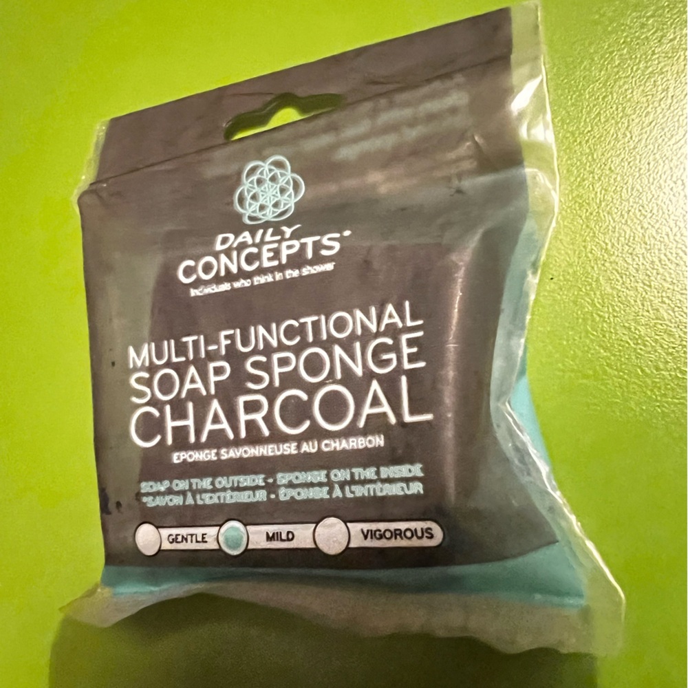 Daily Concepts Charcoal Shower Soap Sponge mild cleansing NEW combo product